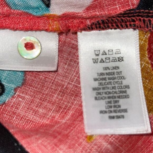 Sigrid Olsen orange floral mini linen trapeze dress with pockets. Sz M - Picture 16 of 16